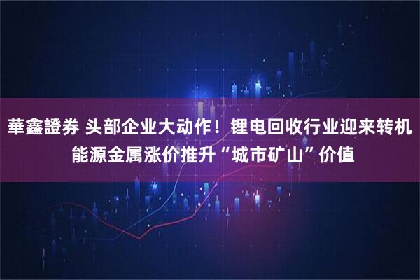 華鑫證券 头部企业大动作！锂电回收行业迎来转机 能源金属涨价推升“城市矿山”价值